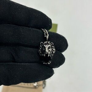 Unisex Gucci, iconic lion had silver tone crystal necklace made in Italy